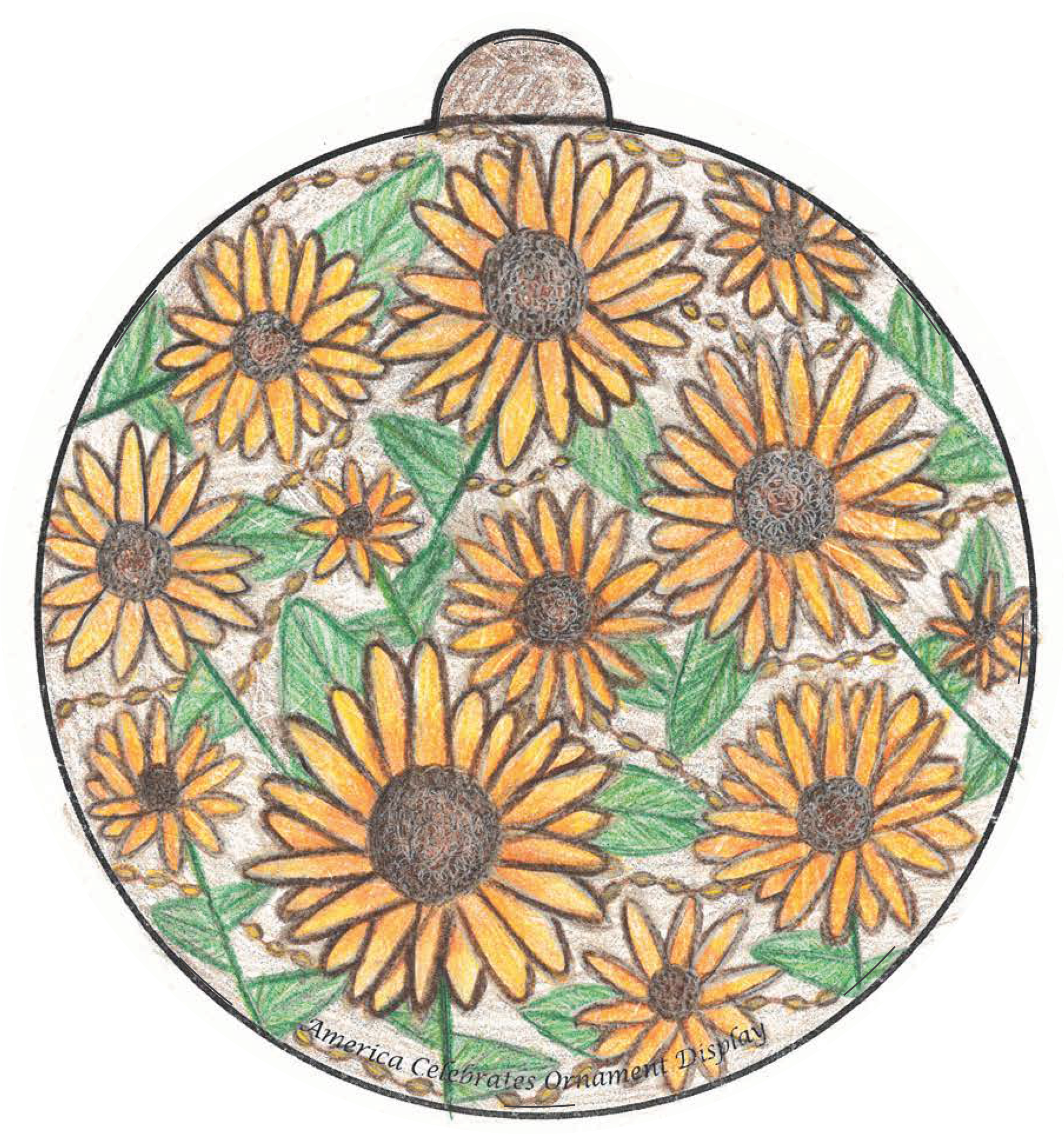 Ornament depicting sunflowers