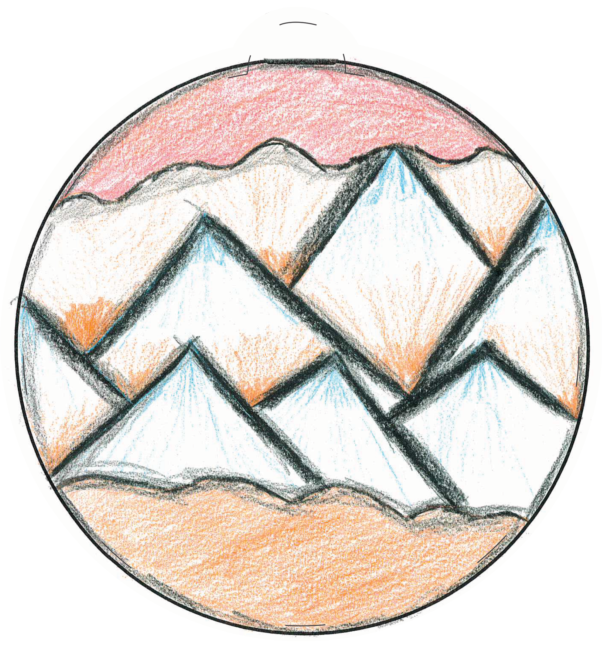Ornament depicting mountains in a desert