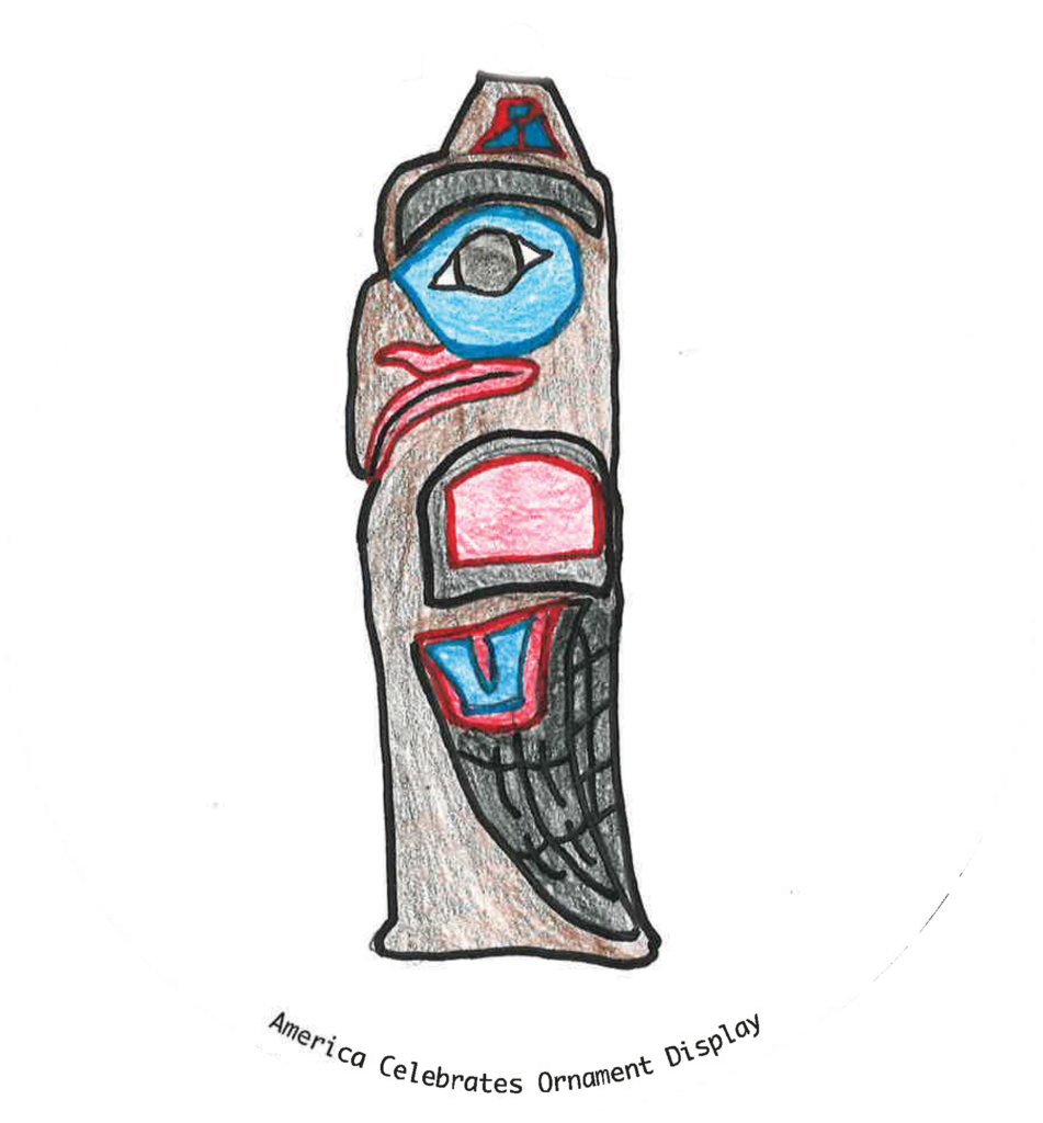 ornament depicting a Native American totem pole