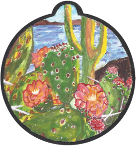 ornament depicting blooming cacti