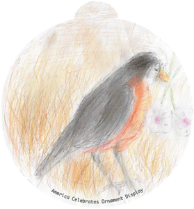 ornament depicting an orange and black bird