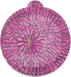 ornament depicting a pink chrysanthemum flower
