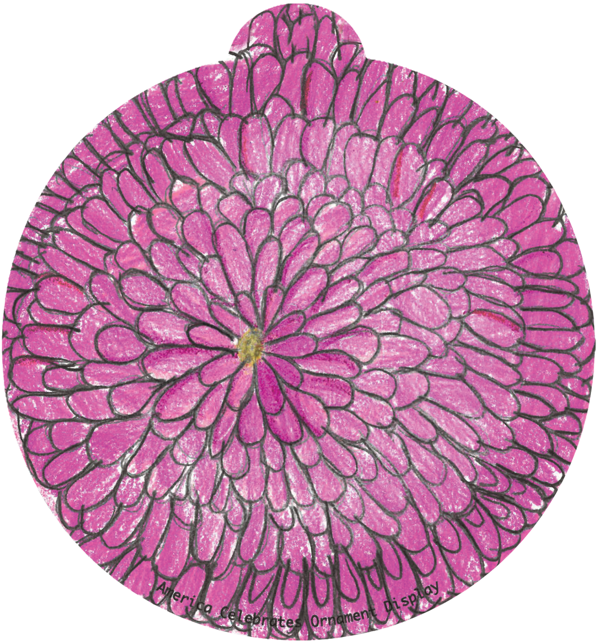 ornament depicting a pink chrysanthemum flower