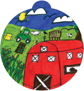 ornament depicting a farm
