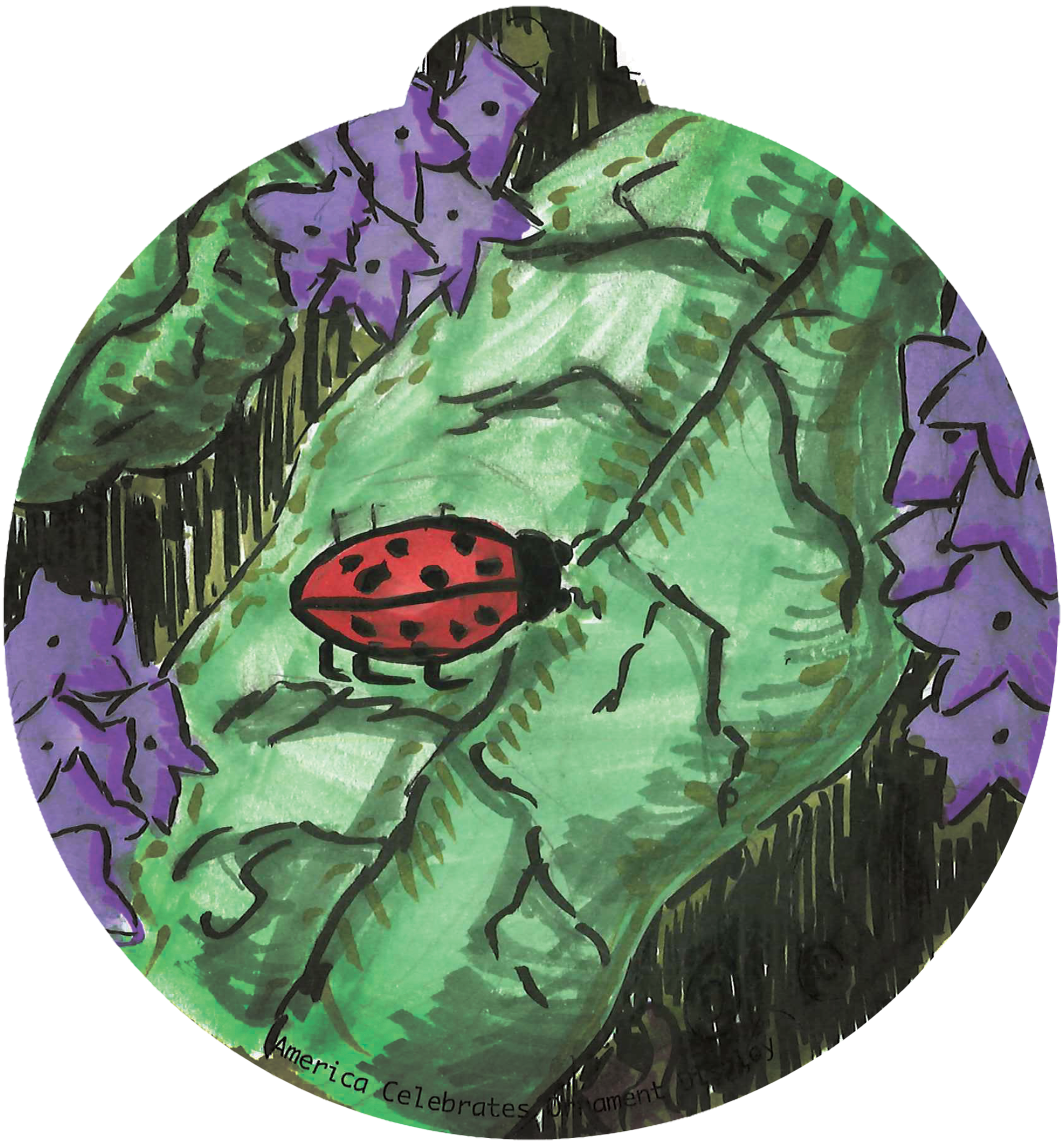 ornament depicting a ladybug on a leaf