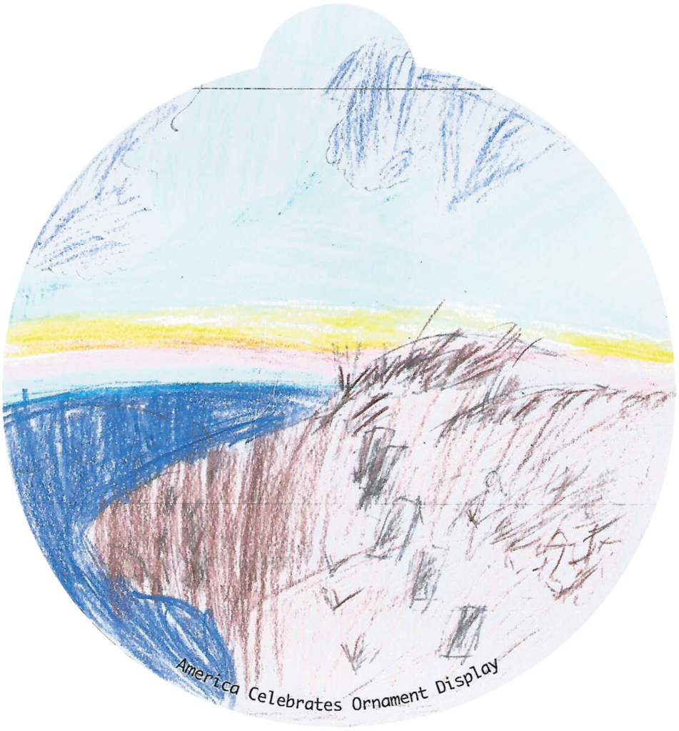 ornament depicting a shoreline
