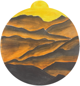 ornament depicting mountains