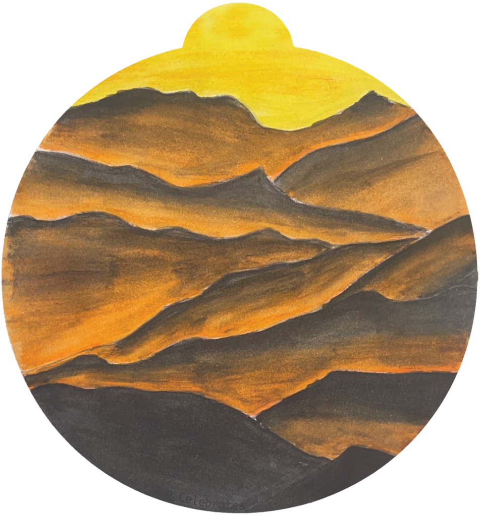ornament depicting mountains
