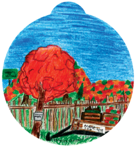 ornament depicting autumnal trees