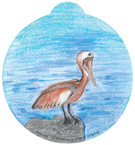 ornament depicting a brown pelican