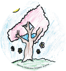 ornament depicting an autumnal tree with flowers
