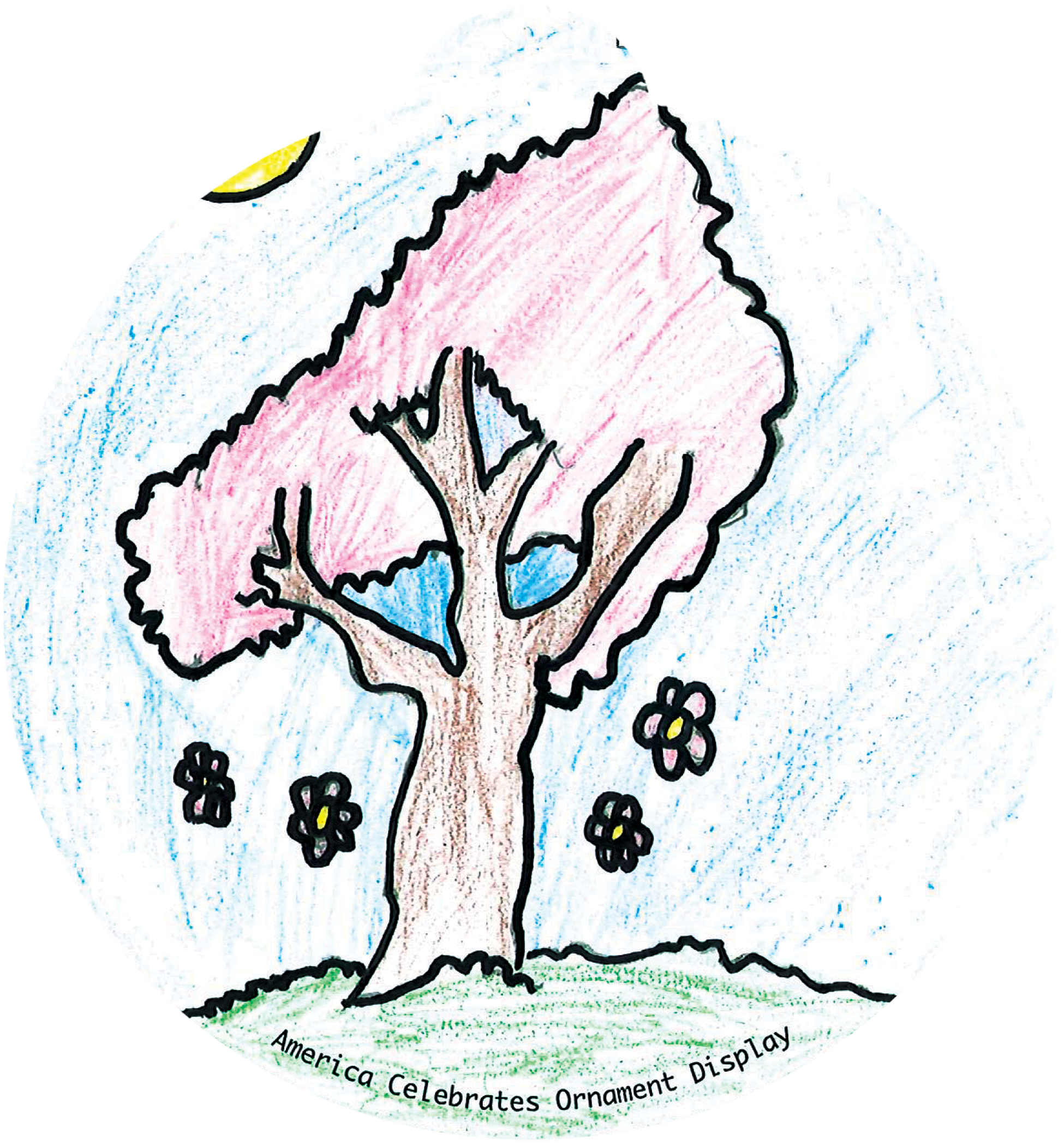 ornament depicting an autumnal tree with flowers