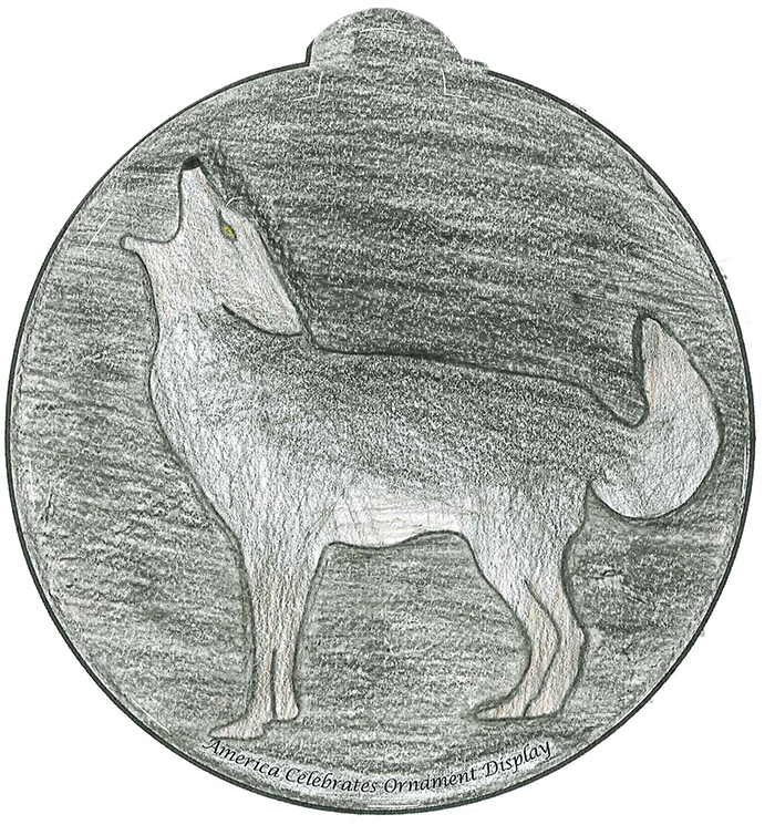 Illustration of a howling gray wolf.